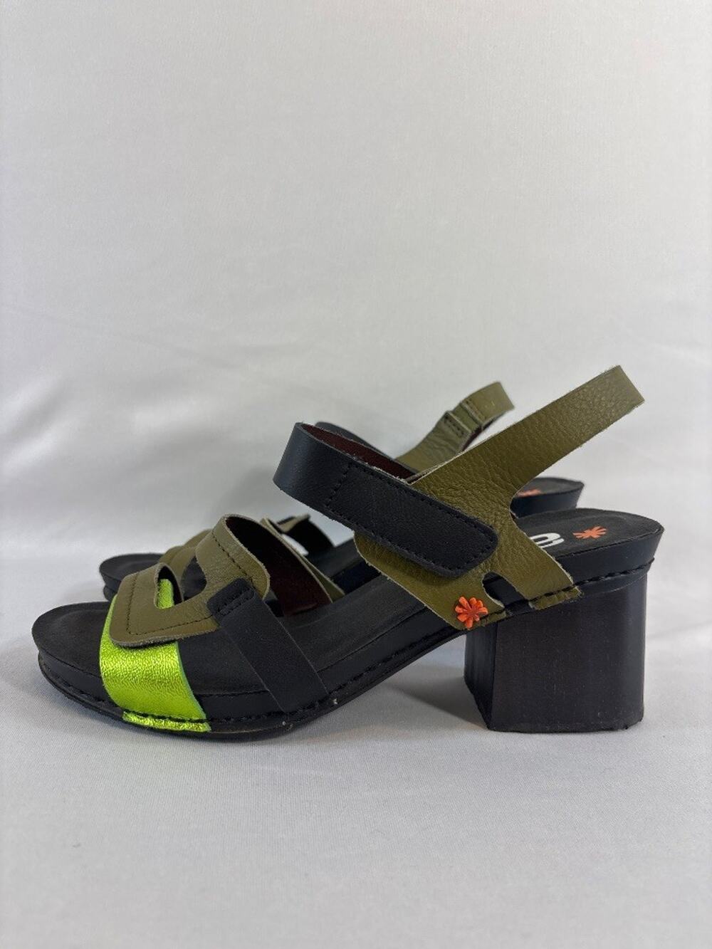 The Art Company 1875 Heeled Sandal Green EU 39 (8.5 to 9 US) Artsy Block Heel